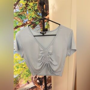 Fashion Nova Sky Blue Ruched Crop Top